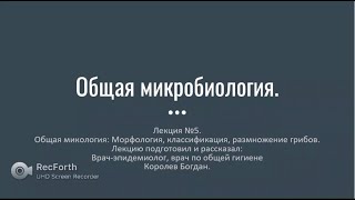 Общая микробиология. Лекция 5. Общая микология.