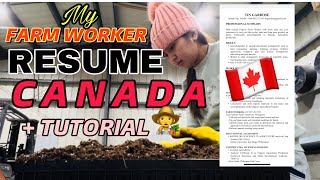 MY RESUME FOR FARM WORKER IN CANADA +TUTORIAL SA MGA WALANG EXPERIENCE