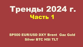 Тренды 2024 г. 1 часть SP500, HSI,  золото, серебро, DXY, TLT, BTC, EUR/USD, нефть, натуральный газ