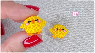 Мини Амигуруми цыпленок из бисера в технике крестик / Beaded Mini amigurumi chick