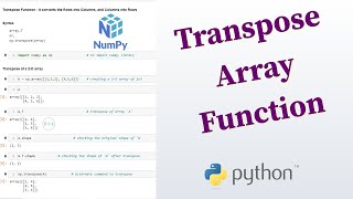 Python Numpy Tutorial - 12 ... Transpose Array Function || np.transpose( )