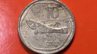 1987 Philippines 10 Sentimo Aluminum Coin - Fish on Back - Lightest Coin Minted - Pilipinas - Pygmea