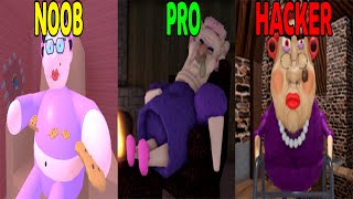 NOOB VS PRO VS HACKER - ROBLOX - Escape Grandmas House VS Escape Evil Grandma VS Evil Grumpy Gran