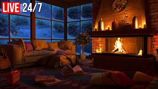 🔴 Deep Sleep in a Cozy Winter Cabin | Blizzard for Sleep, Relax, Study - Live 24/7