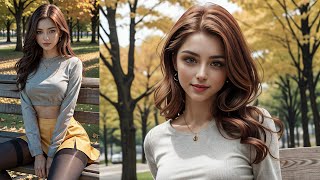 [AI Art] Redhead Beauties sitting in autumn park / AI Lookbook