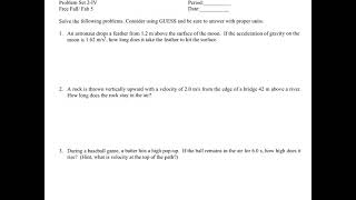 #JayPhysics Free Fall Fab 5 Homework Help PS 2-IV