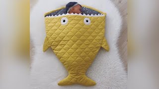 Cute Babynest Shark Sleeping Bag Sewing Video | Şirin Köpekbalığı Bebek Uyku Tulumu Dikim Videosu