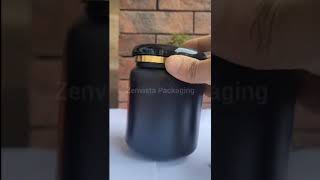 Black Color Micra Jar with Golden Streak Lid for Empty Cosmetic Packaging. [ZMJ19]