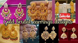 gold bridal earrings designs with weight and price ll 22crt gold party wear earrings collection