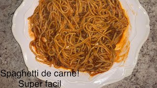 Spaghetti de carne! Súper fácil y rápido de hacer