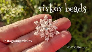 【DIY】xixkox beads ❄️シードビーズで作る雪の結晶 ビーズステッチ beads