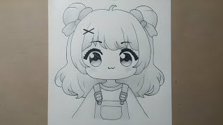 How to draw cute anime girl step by step || How to draw anime characters || Easy drawing tutorial