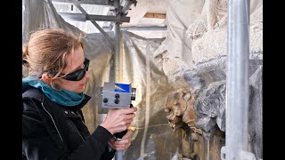 Restaurierung mit Laser - mit dem backpackLASER am Aachener Dom