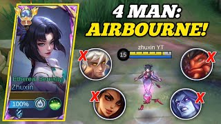 4 MAN AIRBOURNE! (must watch🔥) | ZHUXIN BEST BUILD AND EMBLEM -MLBB🔥