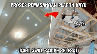 proses pemasangan ATAP PLAFON KAYU dari awal sampe selesai