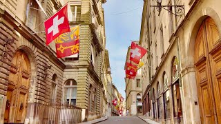 Geneva, Switzerland 4K - Morning Walk Tour in Geneva