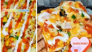 Instant Bread pizza🍕||How to make cheese bread pizza on tawa😋||Bread cheese pizza||pan pizza recipe🤗