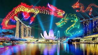 Singapore Marina Bay Flying Dragon 2024 Drone Light Show 🐉 Celebrating Chinese Lunar New Year 🐉 m3m