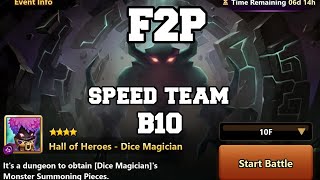 DARK DICE MAGICIAN HALL OF HEROES (MONTE) F2P B10 SPEED TEAM 100% SAFE *Summoner War*