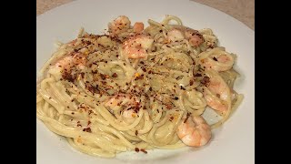 PASTA ALFREDO CON CAMARONES