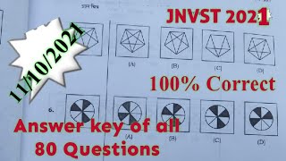 Navodaya Entrance Exam 2021 ANSWER Of All 80 Questions Class 6 | JNVST 2021 Solution Reasoning Maths