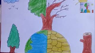 World Environment Day Drawing Easy || Save Environment || Environment Day Drawing || Save Earth