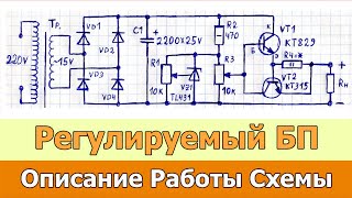 Схема и подробное описание работы простого регулируемого блока питания с защитой от перегрузки и КЗ