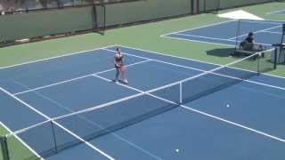 Tamira Paszek practicing volleys at Stanford