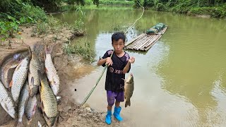 Village fishing, Daily life of an orphan boy khai fishing in streams for sale, fishing techniques