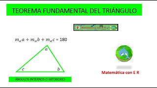 Teorema fundamental del triángulo.  Ángulos internos.  Primer ejemplo.