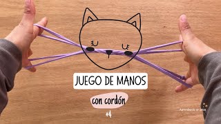 Bigotes de gato con cordón de zapato. Juego de manos con cordón.