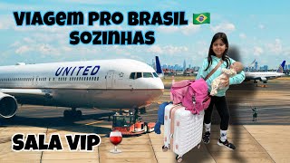 Viagem para Brasil 🇧🇷 separados 😳 com parada na sala VIP da United e primeiro dia com família 🙏🏼❤️