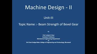 53 Unit III Beam Strength of Bevel Gear