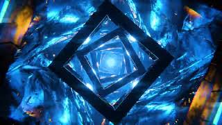 Flying in a futuristic tunnel through sparkling cubes. Infinitely looped animation