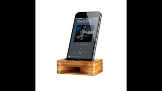 Natural Bamboo wooden Cell Phone Stand Amplifier Universal Portable Wood Cellphone Dock for $11