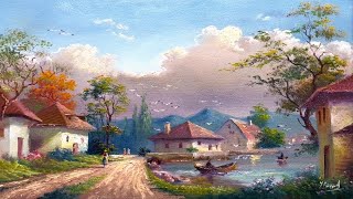 How I Paint Landscape Just By 4 Colors Oil Painting Landscape Step By Step 86 By Yasser Fayad