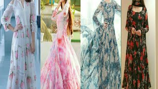 latest and stylish chiffon and georgette frocks/dresses/maxi | beautiful chiffon dress/gown designs