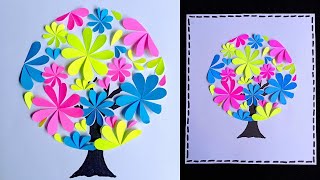 DIY Beautiful Paper Tree || Beautiful Paper Wall Decoration || Membuat Pohon Cantik dari Kertas