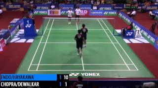 R32 - MD - ENDO H. / HAYAKAWA K. vs P.J.CHOPRA / A.DEWALKAR - 2014 India Badminton Open (F G3 6-1)