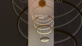 LUSTRE PENDENTE RING LED 5 ANÉIS DOURADO LUMINÁRIA DE TETO MODERNA #lustre #luminariadeteto #led