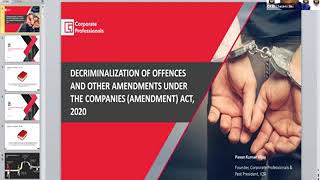 DECRIMINALISATION OF OFFENCES & OTHER AMENDMENTS IN CO.ACT 2020 BY CS PAVAN K VIJAY JI ON 7/10/2020