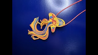 DIY * How to make a beautifully quilled Goldfish pendant * Quilling art in Polymer clay * Tutorial *