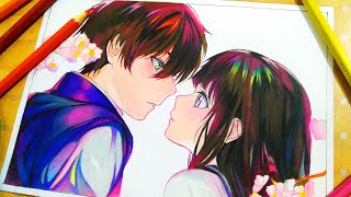 Drawing Anime "Couple" Oreki And Chitanda (Hyouka) | Kuroito Art