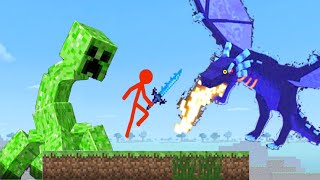 マインクラフトvs棒人間ゲームでエンダードラゴンを倒そう【 Stickman vs Craftman 】