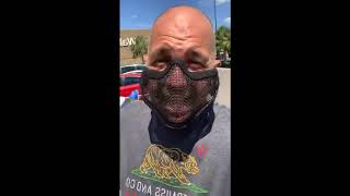 Man wears mesh face mask to prove mandatory masks in Florida are not about protection but compliance