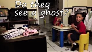 Ghost scares kids while they are eating!