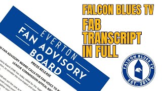 FAN ADVISORY BOARD LETTER - TRANSCRIPT IN FULL