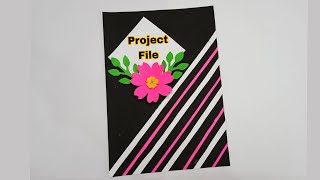 easy Pink and black File cover decoration | How to decorate project file | Assignment cover design