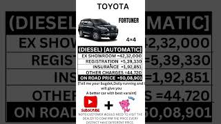 TOYOTA FORTUNER 4×4 DIESEL AUTOMATIC ON ROAD PRICE