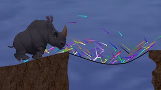 marble race  -  Escape From The Rhino Attack  -  Survival Marble Race in Algodoo